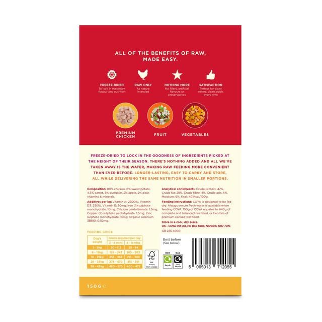 COYA Freeze-Dried Raw Puppy Food Chicken 150g