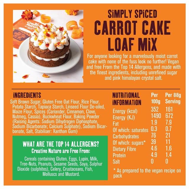 Creative Nature Carrot Cake Loaf Mix 268g