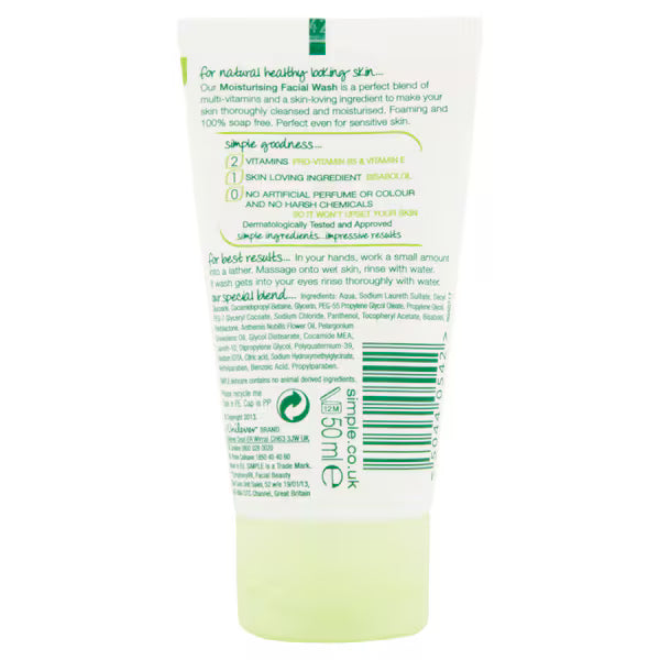 Simple Kind to Skin moisturising facial wash 50ml (British brand)