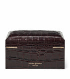 Aspinal of London leather croc-embossed watch and cufflinks box - British product