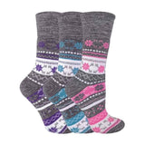 Sock Snob Ladies Thermal Socks 3 Pairs Fairisle Patterned UK 4-8