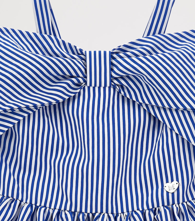 Monnalisa stripe bow-detail dress for children aged 2-12 years, imported from the UK
