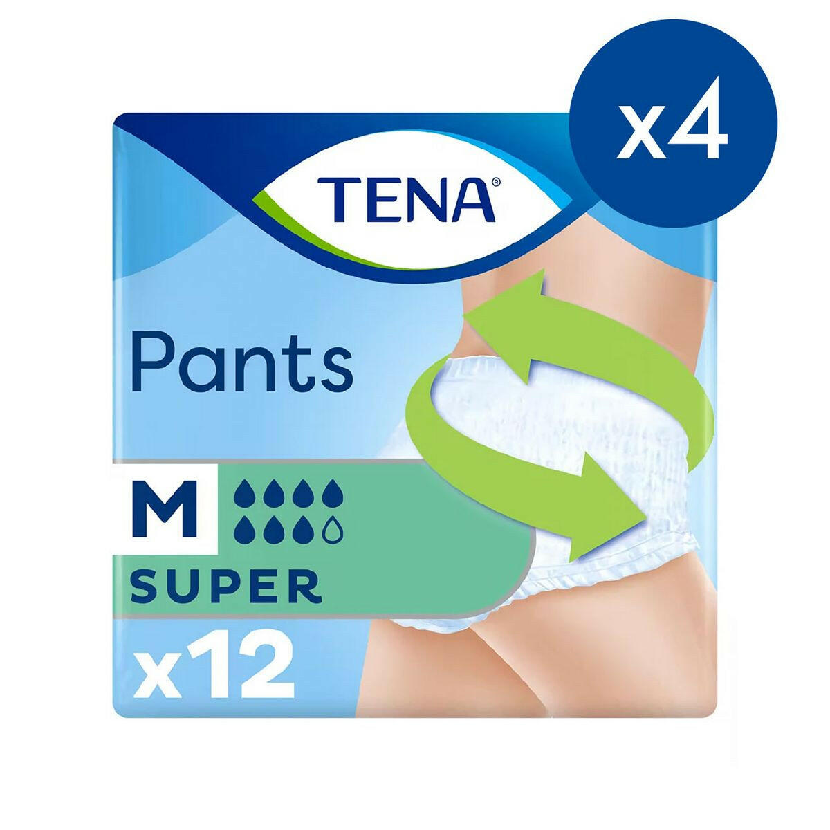 TENA Super Unisex Incontinence Pants - Medium - 4 packs of 12 bundle GOODS Boots