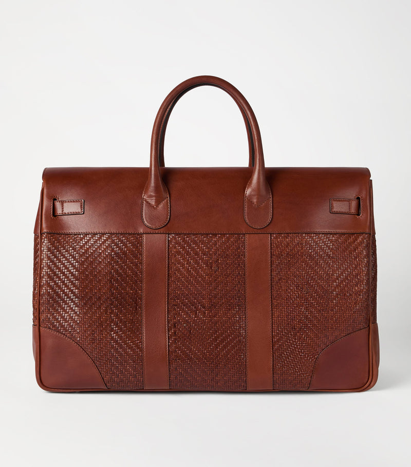 Brunello Cucinelli Leather Woven Holdall