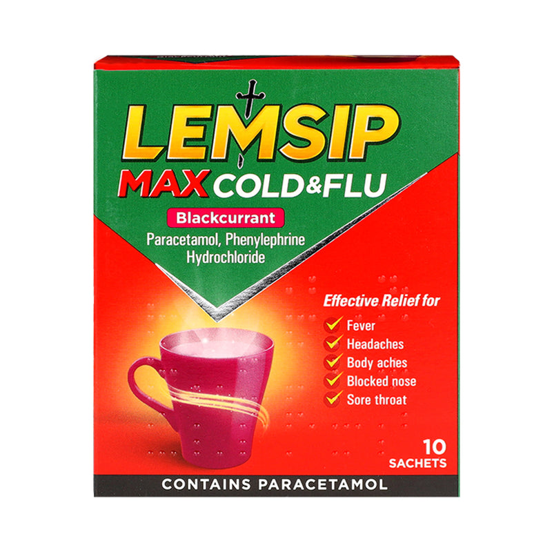 Lemsip Max Cold & Flu Blackcurrant 10 Sachets