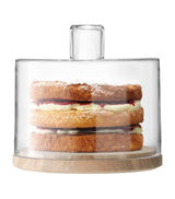 Wooden Base and Glass Dome for Cake and Cheese Display, 25cm Diameter