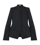 Wool Waistcoat with Lace Ruffles and Square Neckline