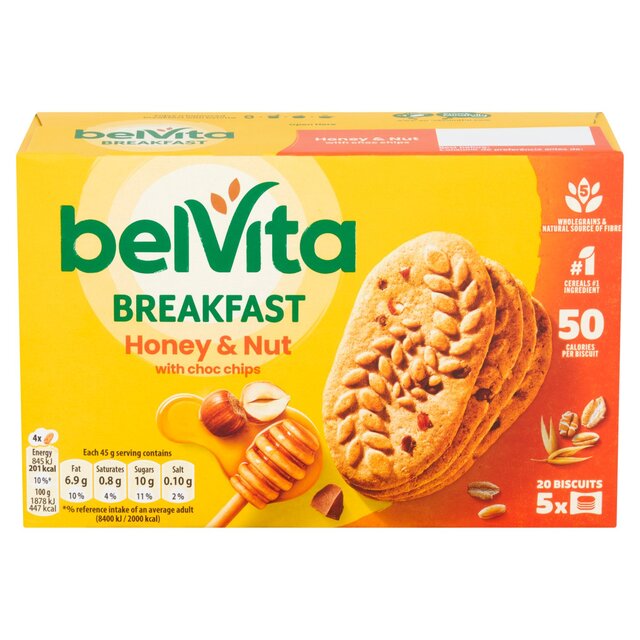 Belvita Honey & Nuts Choc Chips Breakfast Biscuits 5 per pack - McGrocer