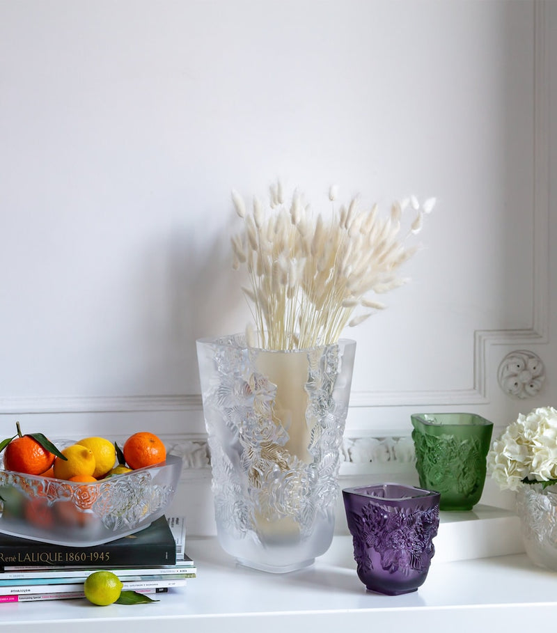 Lalique crystal Pivoines vase 35cm, UK version