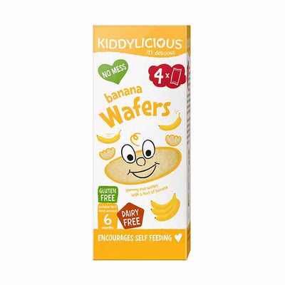 Kiddylicious Banana Mini Wafers Baby Snack Multipack 4x4g
