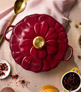 Cast Iron Shallow Casserole Dish with Petal Design, 26cm
