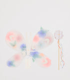 Meri Meri organza flowers wings and wand set, imported from the UK
