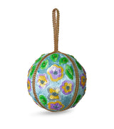 Pastel Blue Christmas Bauble with Gold Filigree and Sequins