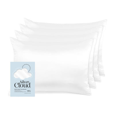 Silver Cloud Satin Pillowcase White 4 Pack Pillow Cases