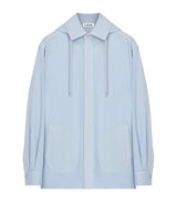 Lightweight Cotton Satin Hooded Overshirt with Detachable Hood