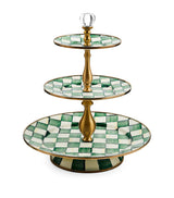MacKenzie-Childs Emerald Check Three-Tier Sweet Stand