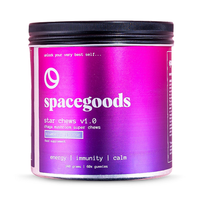 Spacegoods Chaga Mushroom Star Chews Blueberry Food Supplements 60 Gummies