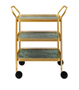 Kaymet Green Marble Three-Tiered Serving Trolley