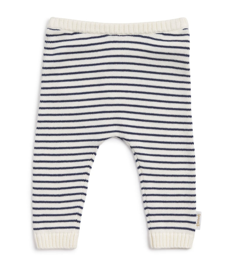 Harrods Cotton Knitted Stripe Bear Trousers (0-18 Months)