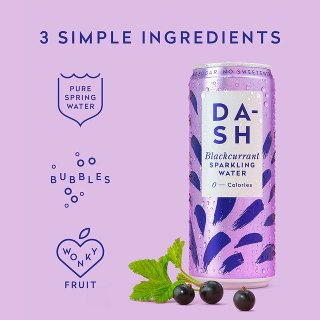 DASH Blackcurrant Infused Sparkling Water 4 x 330ml