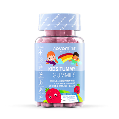 Novomins Kids Tummy Gummies Strawberry Flavour Gut Health Supplement 30 Gummies