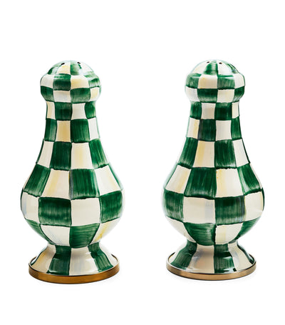 MacKenzie-Childs Large Emerald Check Salt and Pepper Shakers