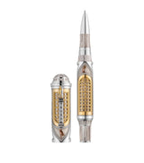 Yellow Gold Michelangelo Themed Rollerball Pen with Sterling Silver Barrel