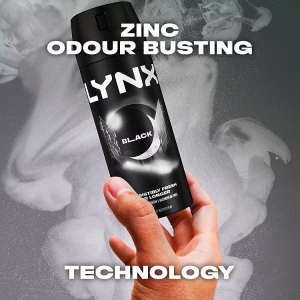 Lynx Black Aerosol Body Spray 150 ml, UK version