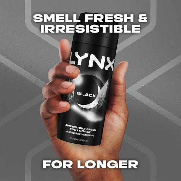 Lynx Black Aerosol Body Spray 150 ml, UK version