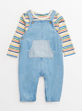 Denim Dungaree & Long Sleeve Top Set Up to 3 mths