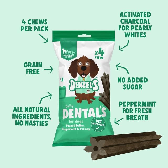 Denzel's Daily Dentals For Large Dogs Peanut Butter Peppermint & Parsley 120g