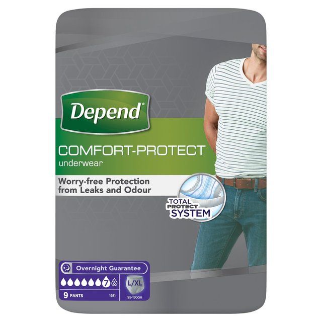 Depend Comfort Protect L/XL Incontinence Pants Men 9 per pack