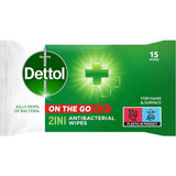 Dettol On the Go Hands and Surface Antibacterial Wipes 15s