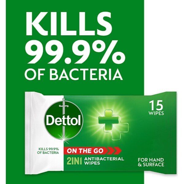 Dettol On the Go Hands and Surface Antibacterial Wipes 15s