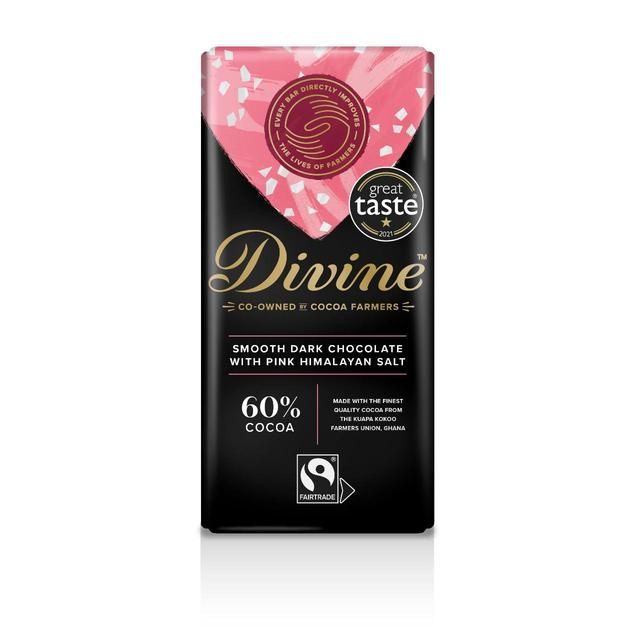 Divine 60% Dark Chocolate Pink Himalayan Salt 90g
