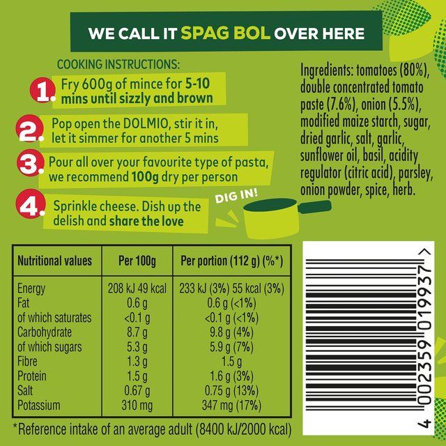 Dolmio Bolognese Onion Garlic Pasta Sauce 675g