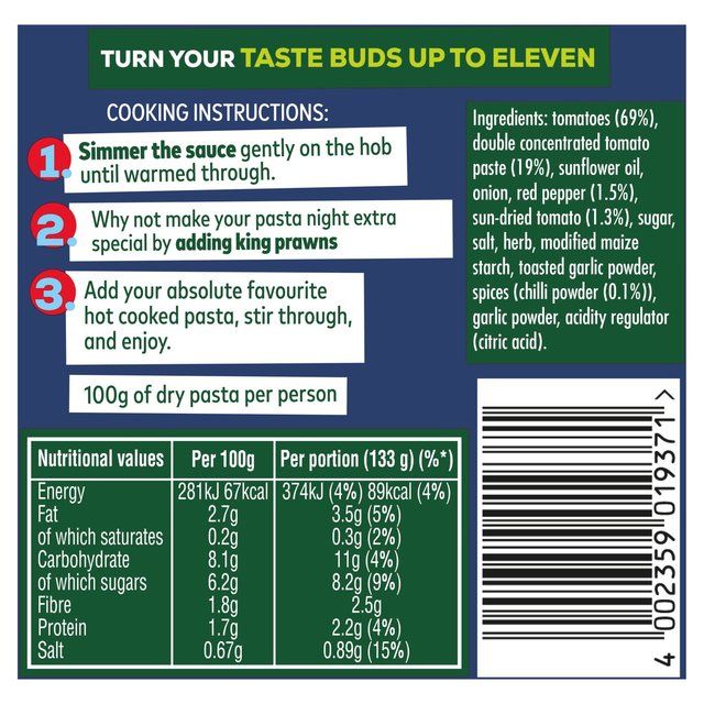 Dolmio Intensify Fiery Sun-ripened Tomato & Chilli Pasta Sauce 400g