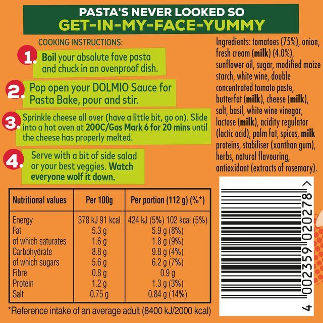 Dolmio Pasta Bake Creamy Tomato Pasta Sauce 450g