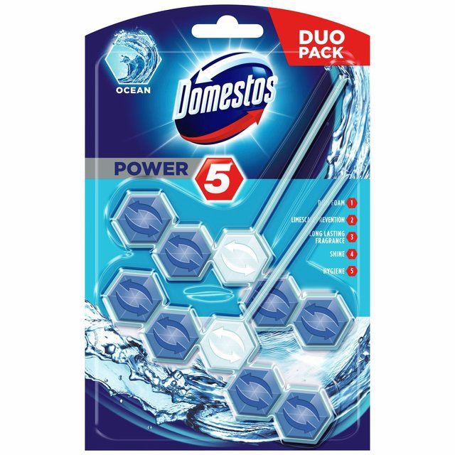 Domestos Power 5 Toilet Rim Block Ocean 2 per pack