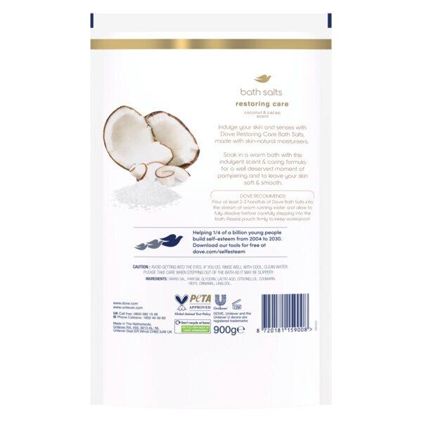 Dove Bath Salts Pouch Coconut And Cacao Restoring Care 900G