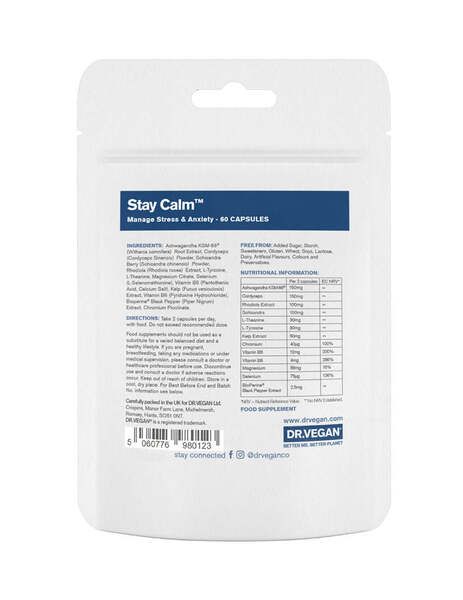 DR.VEGAN Stay Calm™ | 30 Day Supply | 2 Capsules Per Day