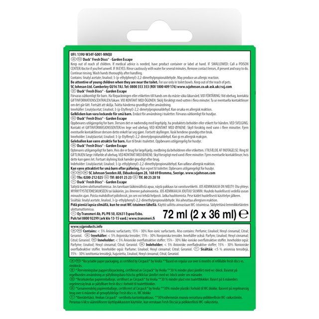 Duck Toilet Fresh Discs Duo Refills Garden Escape 2 x 36ml