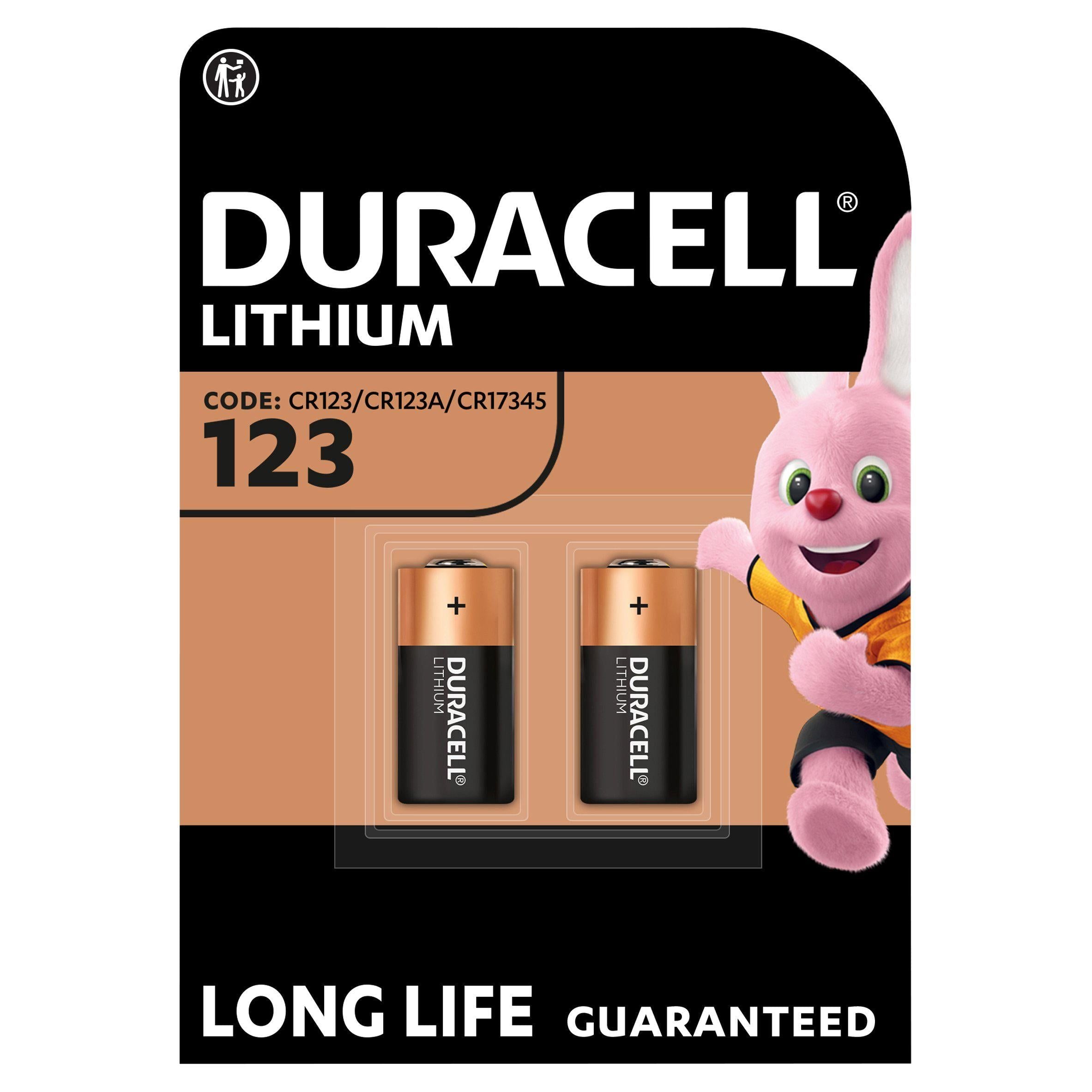 Duracell High Power Lithium 123 Batteries 3V (CR123 / CR123A / CR17345), pack of 2