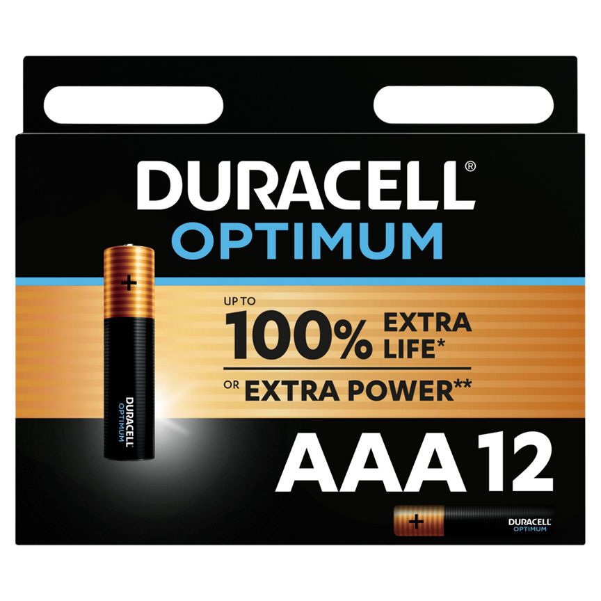 Duracell Optimum Alkaline AAA Batteries, pack of 12