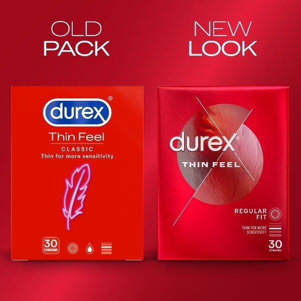 Durex Thin Feel Condoms Enhanced Sensitivity Regular Fit 30s
