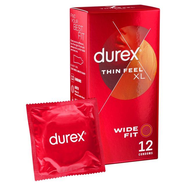Durex Thin Feel XL Condoms More Sensitivity Wide Fit 12 per pack