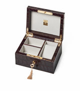 Aspinal of London Leather Croc-Embossed Watch & Cufflinks Box