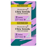 Superdrug Long Ultra Sanitary Towels Wings Duo Pack of 24