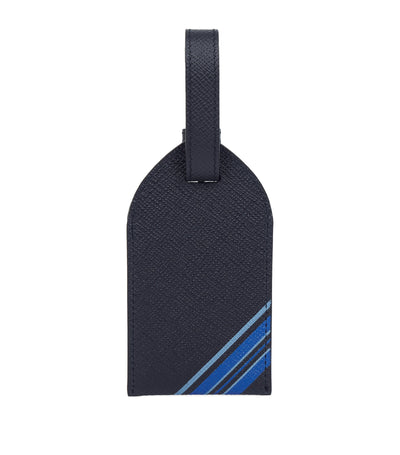 Smythson Panama Leather Stripe Luggage Tag