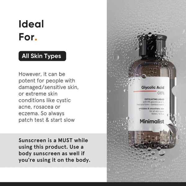 Minimalist Glycolic Acid 8% exfoliating liquid 150ml, UK version